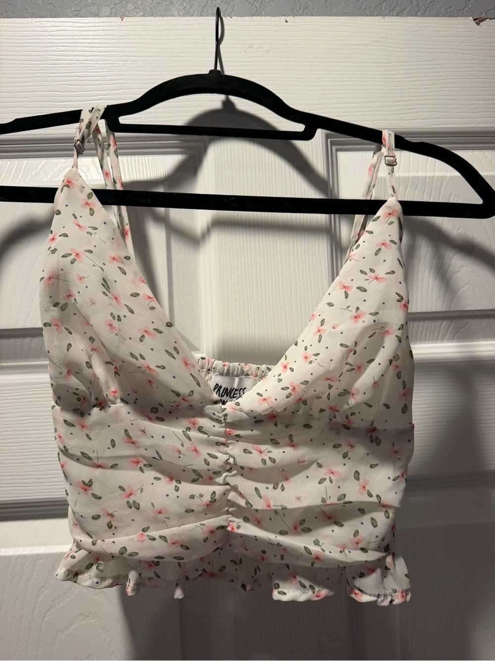 Princess Polly White Floral Ruffle Cami